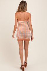 Rust Soft Color Mixed Sweater Tube Maternity Dress