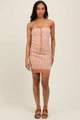 Rust Soft Color Mixed Sweater Tube Dress