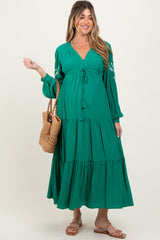 Jade Embroidered Long Sleeve Maternity Maxi Dress