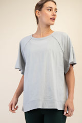 Light Grey Oversized Raw Hem Short Sleeve Maternity Tee