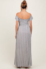 Black Smocked Top Woven Maternity Maxi Dress