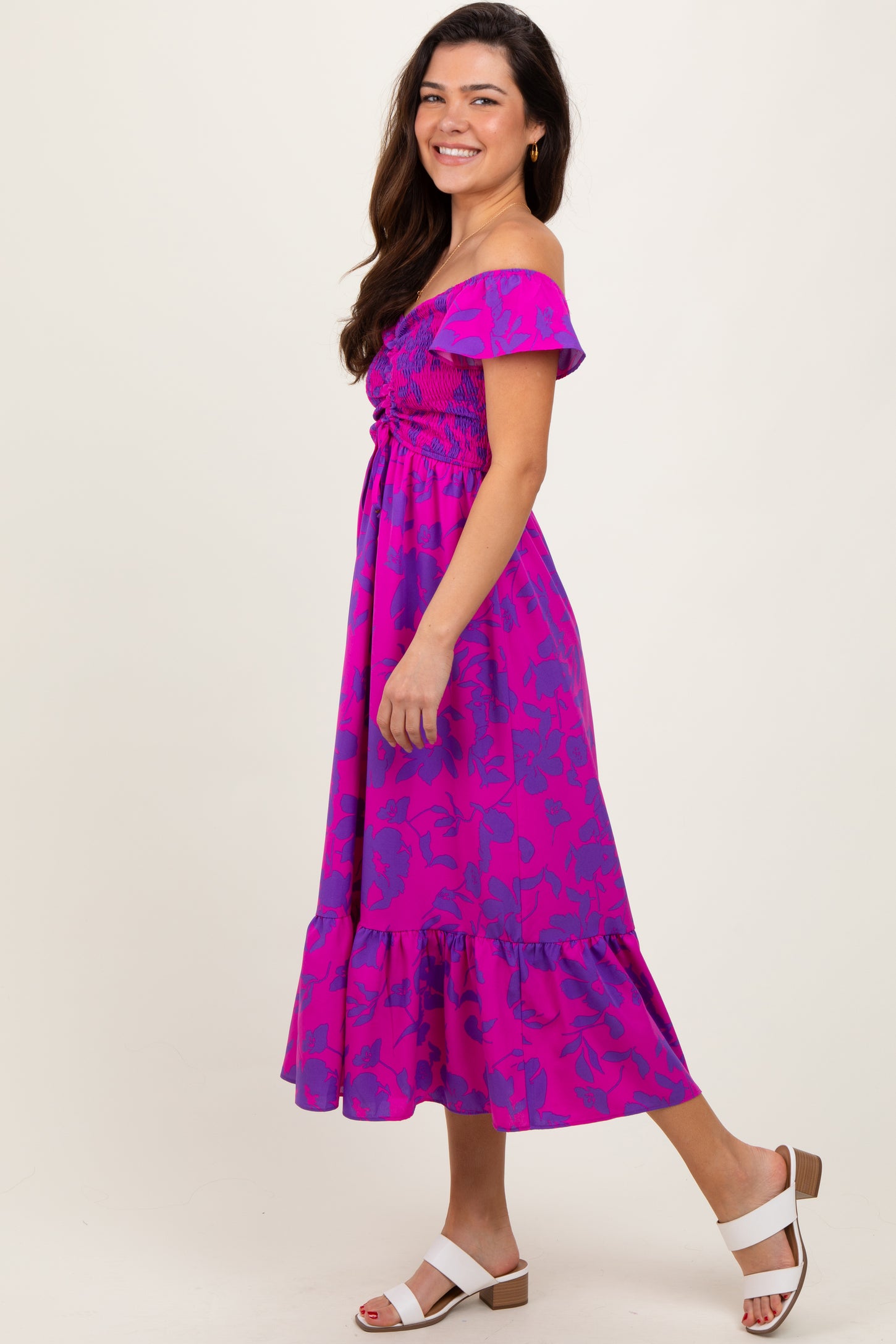 Magenta Multi Smocked Top Maxi Dress