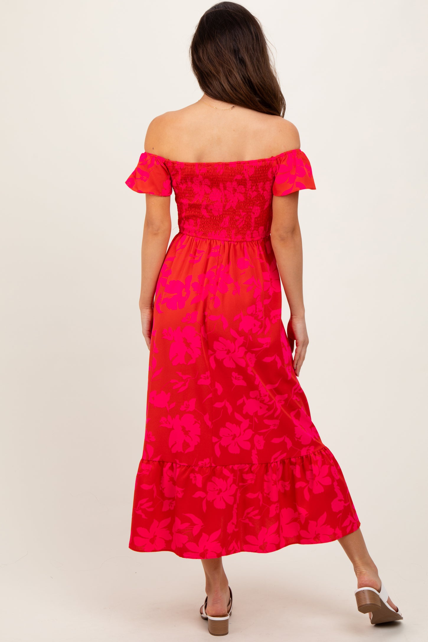 Red Multi Smocked Top Maxi Dress