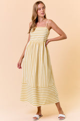 Yellow Striped Sleeveless Maxi Dress