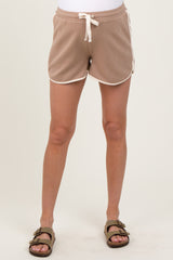 Mocha White Trim Maternity Shorts