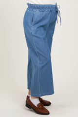 Denim Flowy Cropped Maternity Pant