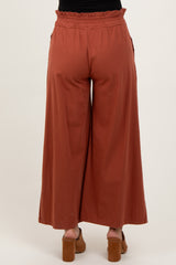 Rust Flowy Cropped Maternity Pant