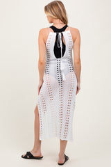 White Halter Crochet Maternity Cover Up
