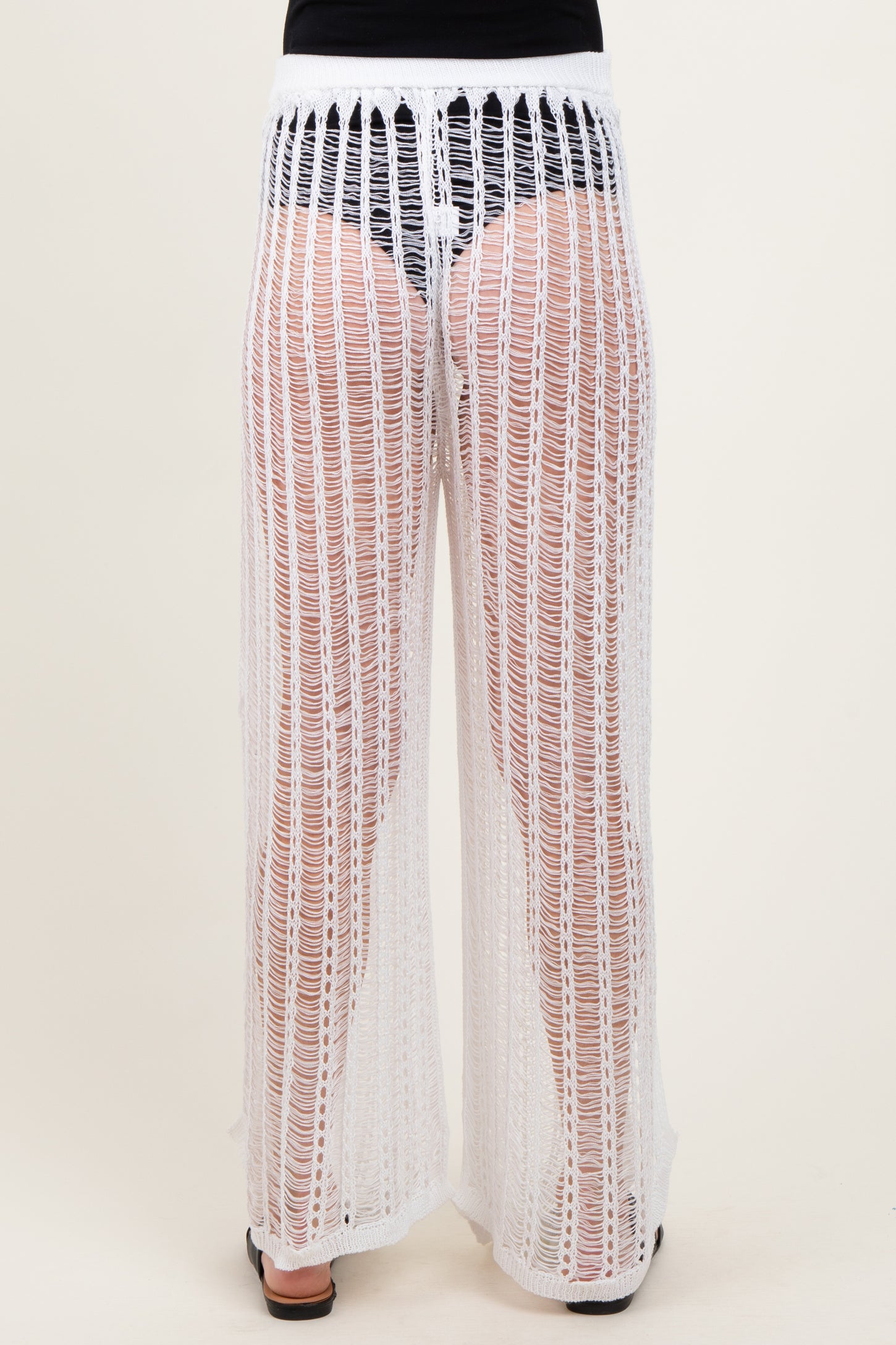 White Mesh Split Maternity Cover Up Pants