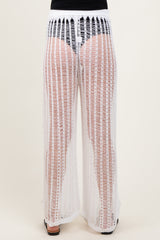 White Mesh Split Maternity Cover Up Pants