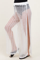 White Mesh Split Maternity Cover Up Pants