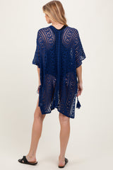 Navy Crochet Knit Maternity Swim Cover Up