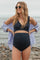 Navy Ribbed Twist Cutout Front Maternity Swim Set
