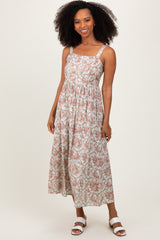 Mint Abstract Print Midi Dress