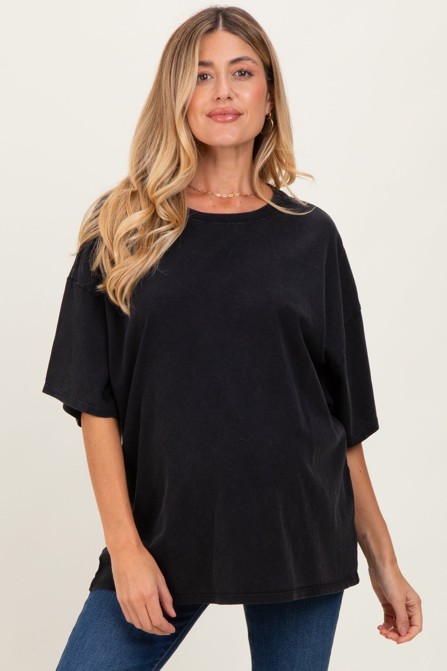 Black Mineral Washed Oversized Maternity T-Shirt