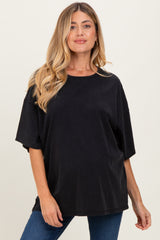 Black Mineral Washed Oversized Maternity T-Shirt