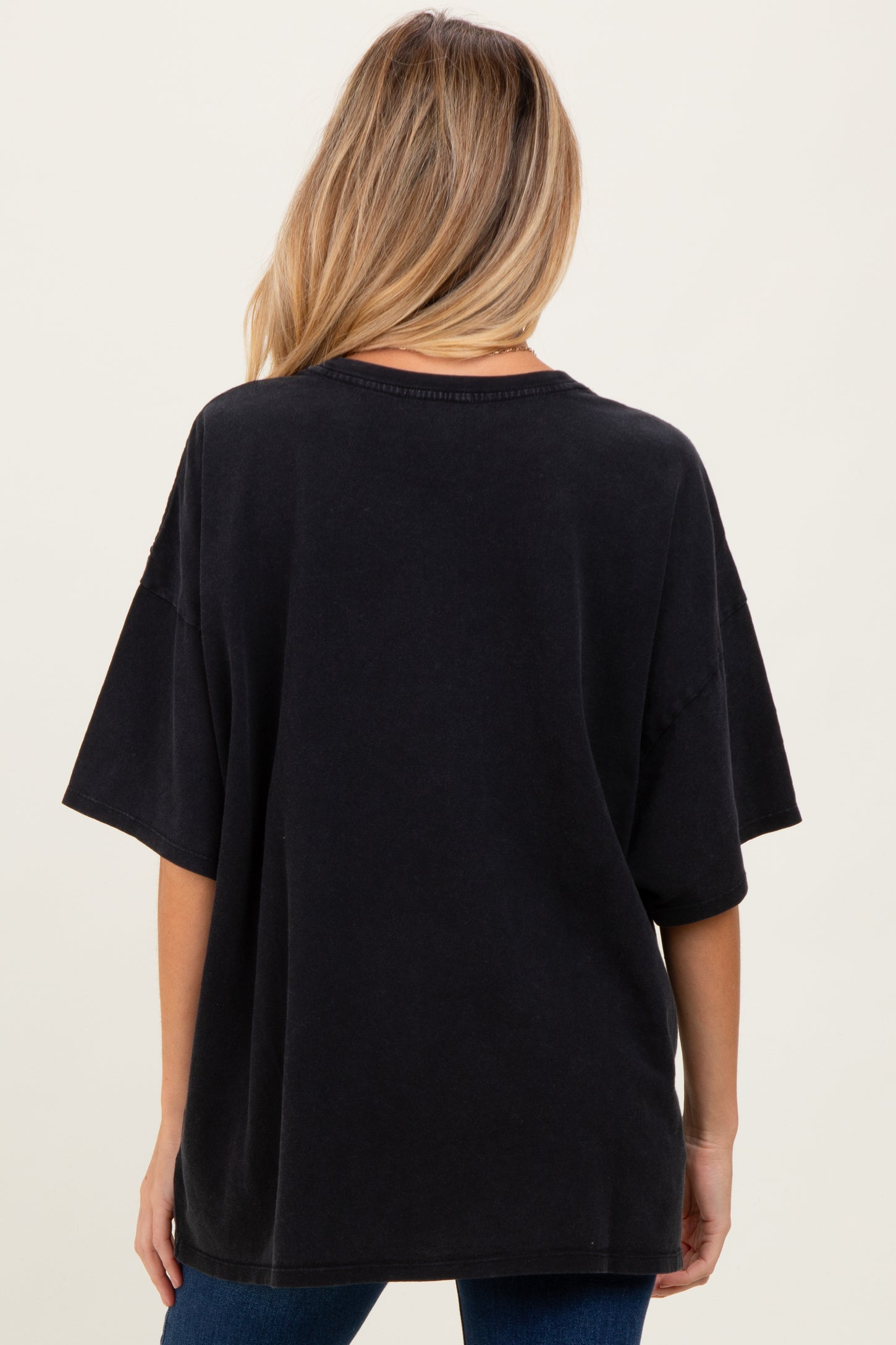 Black Mineral Washed Oversized Maternity T-Shirt