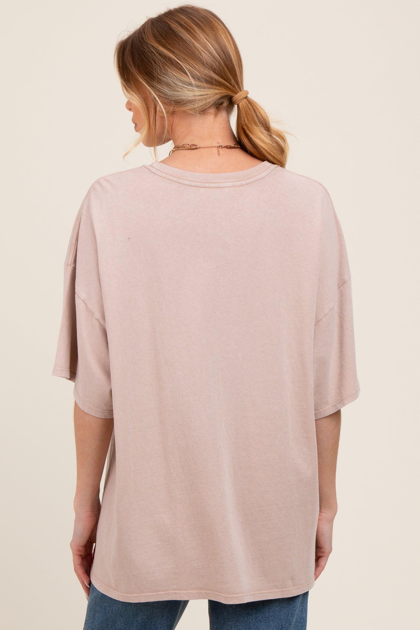Taupe Mineral Washed Oversized Maternity T-Shirt