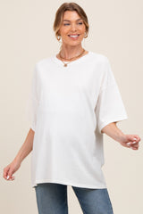 Ivory Mineral Washed Oversized Maternity T-Shirt