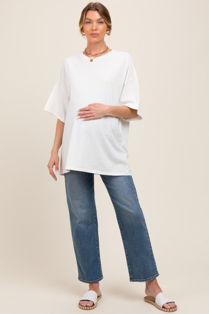 Ivory Mineral Washed Oversized Maternity T-Shirt