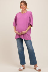 Purple Mineral Washed Oversized Maternity T-Shirt