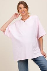 Light Pink Mineral Washed Oversized Maternity T-Shirt