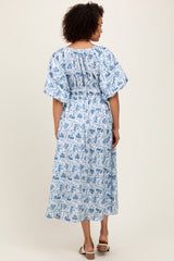 Blue Multi Printed Floral Maxi Dress