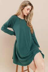 Green Crew Neck Flared Fit Long Sleeve Maternity Mini Dress