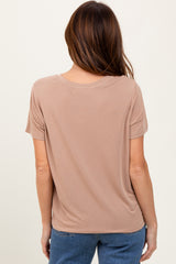 Taupe Basic Round Neck Short Sleeve T-Shirt