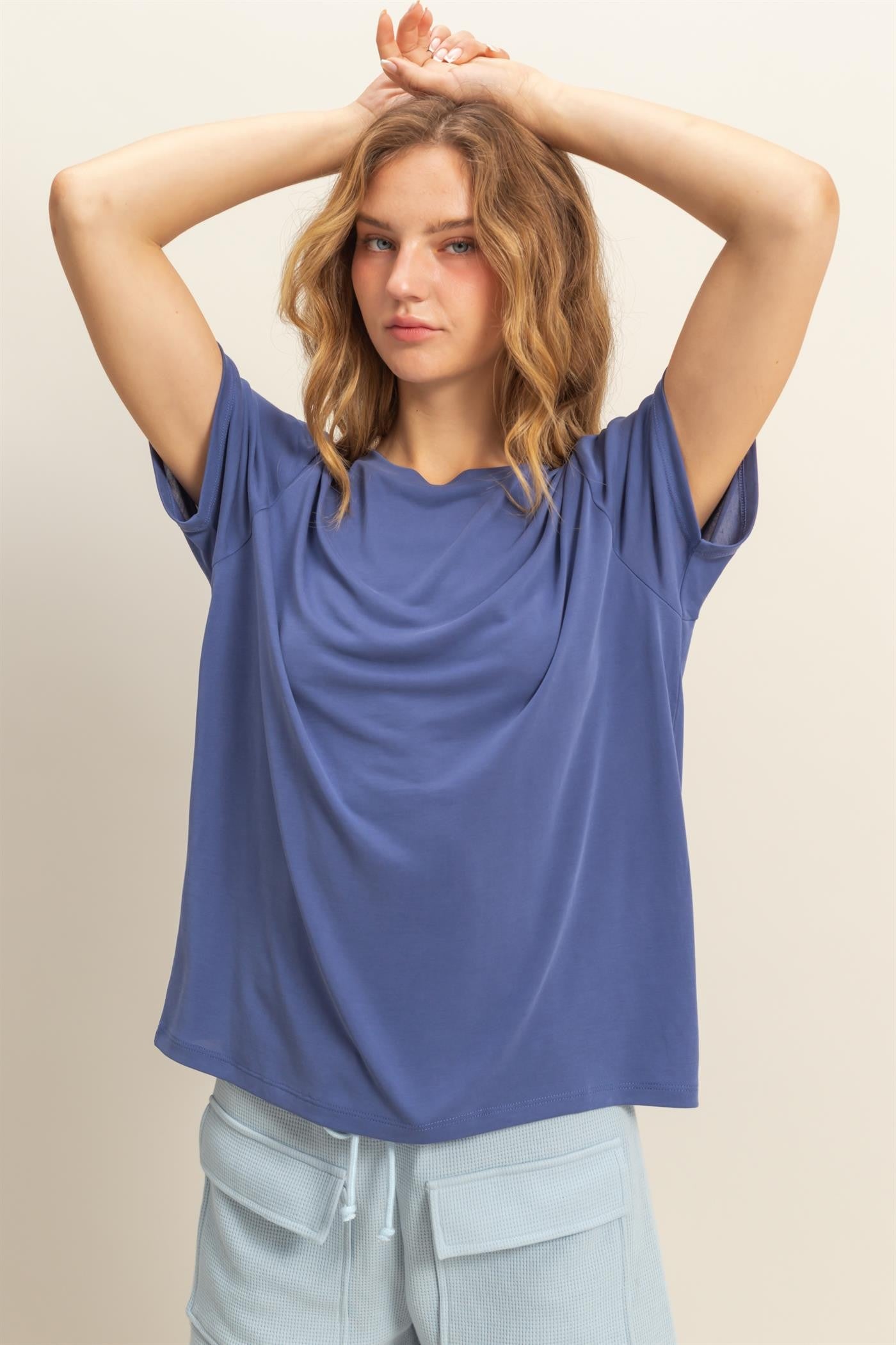 Navy Basic Round Neck Short Sleeve T-Shirt