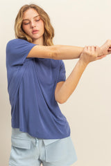 Navy Basic Round Neck Short Sleeve T-Shirt