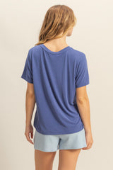 Navy Basic Round Neck Short Sleeve T-Shirt