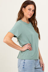 Sage Basic Round Neck Short Sleeve T-Shirt