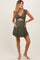 Olive Ribbed Ruffle Twist Front Maternity Swim Dress