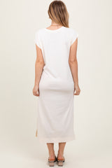 Cream Casual Sleeveless Pocketed Midi Dress