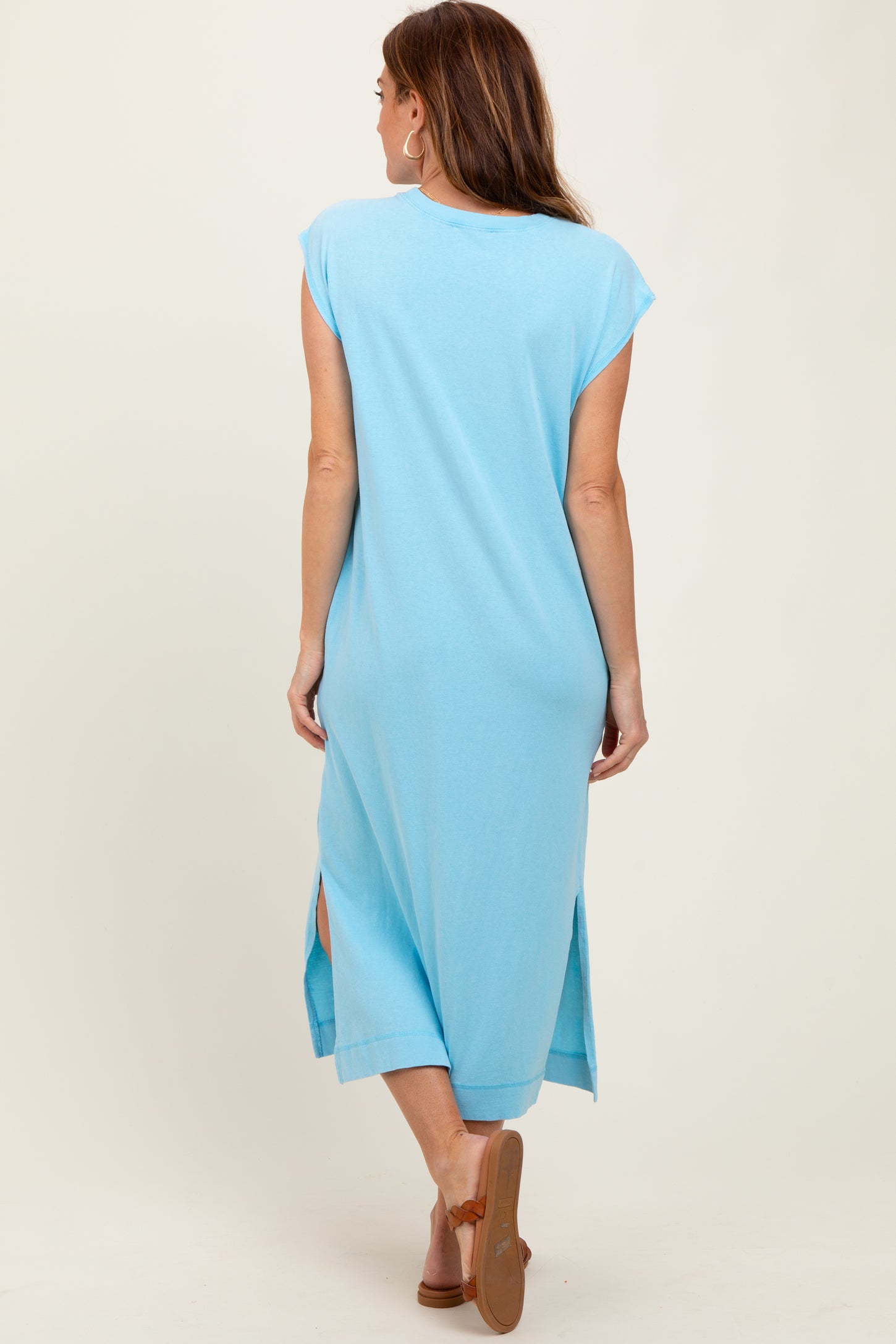 Aqua Casual Sleeveless Pocketed Midi Dress