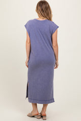 Navy Casual Sleeveless Pocketed Midi Dress