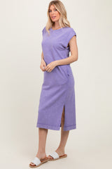 Lavender Casual Sleeveless Pocketed Midi Dress