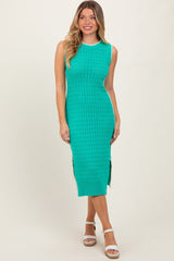 Jade Pointelle Contrast Trim Sweater Midi Dress