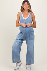 Blue Relaxed Fit Denim Maternity Jumpsuit