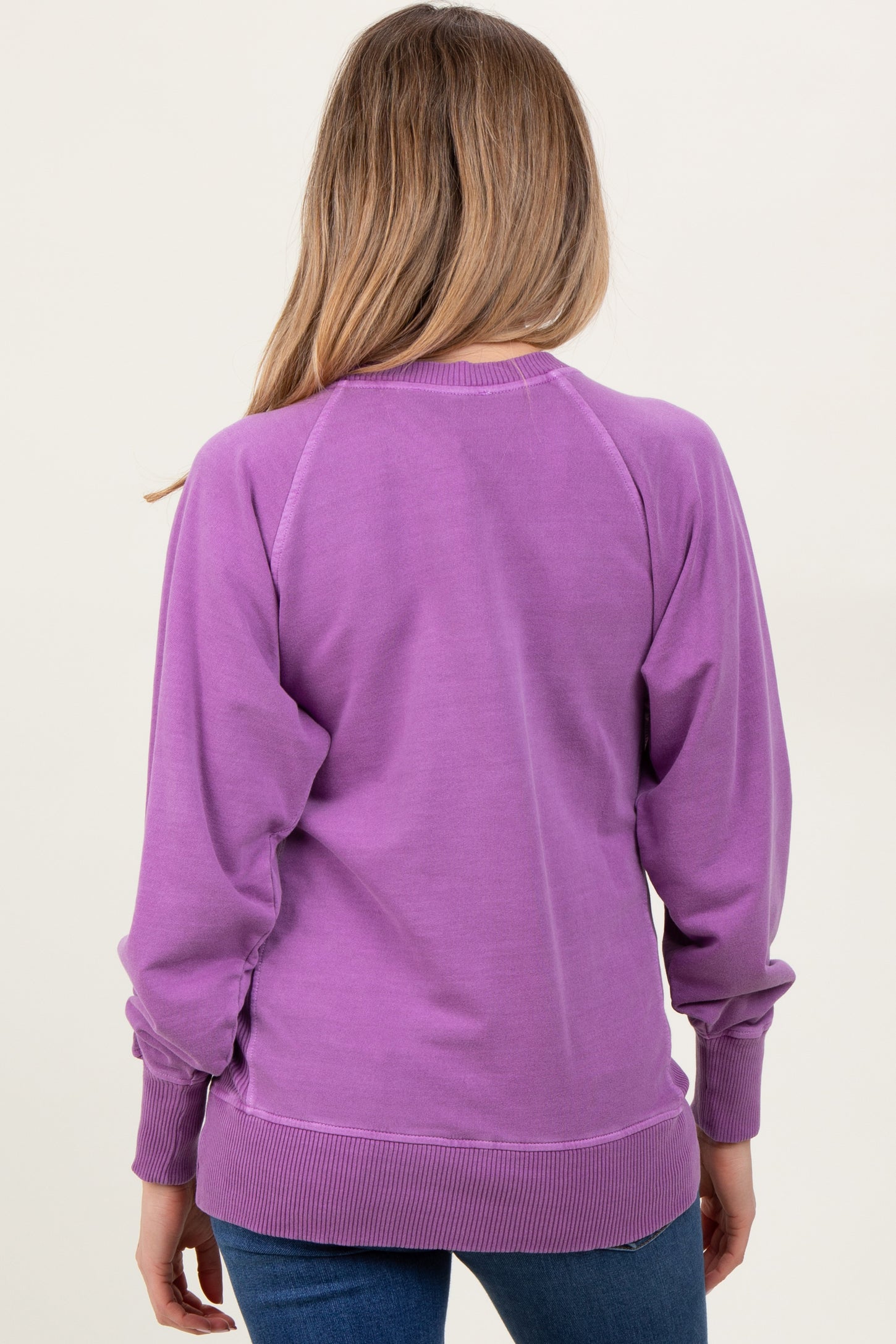 Violet Vintage Wash French Terry Maternity Pullover