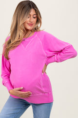 Fuchsia Vintage Wash French Terry Maternity Pullover