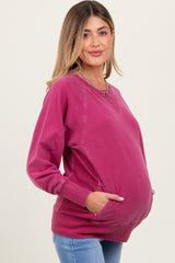 Magenta Vintage Wash French Terry Maternity Pullover