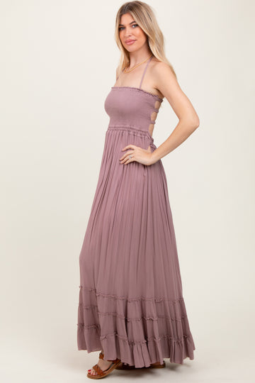 Mauve Smocked Woven Maxi Dress