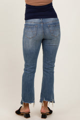 Dark Wash Distressed Cropped Maternity Jeans
