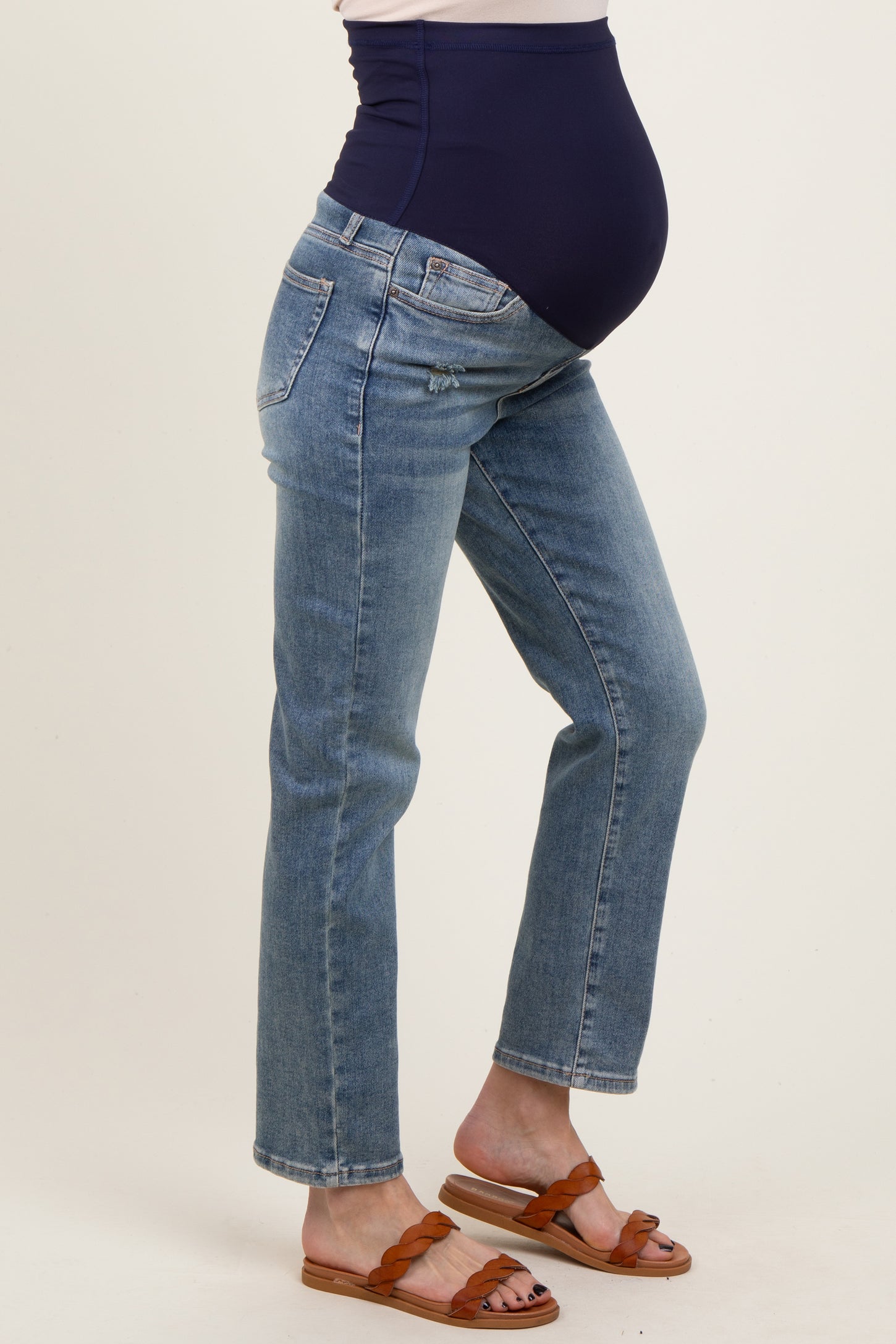Light Wash Slim Straight Maternity Jeans