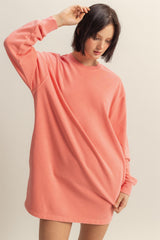Coral Long Sleeve Oversized Sweatshirt Maternity Mini Dress