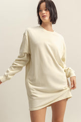 Cream Long Sleeve Oversized Sweatshirt Maternity Mini Dress