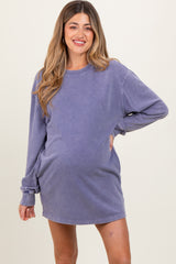Light Blue Long Sleeve Oversized Sweatshirt Maternity Mini Dress