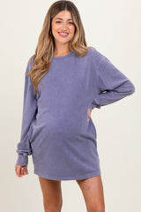 Light Blue Long Sleeve Oversized Sweatshirt Maternity Mini Dress